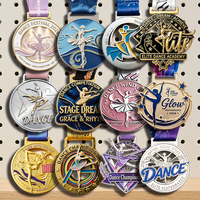 Médaille de danse personnalisée en alliage de zinc, ballet, jazz, hip-hop, émail scintillant, pour spectacle de danse, école, club, avec logo personnalisé et ruban