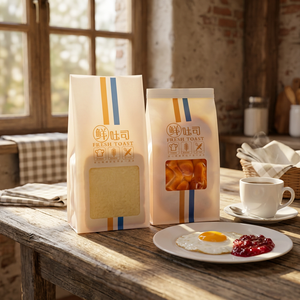 Sac en papier kraft blanc de qualité alimentaire pour biscuits, toasts, gâteaux et pâtisseries avec fenêtre transparente - Product Image 1