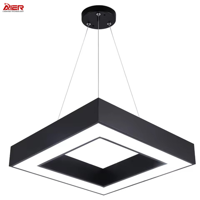Square Commerce Iron Paint Office Indoor Lighting Ceiling Light Chandeliers Lamps Led Modern Hanging Light