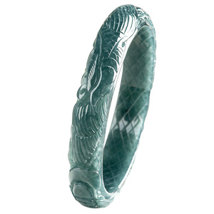 Pulsera de <span class=keywords><strong>Jade</strong></span> Natural <span class=keywords><strong>Azul</strong></span> Agua con Fénix Tallado en Círculo Positivo para Mujer - Product Image 5