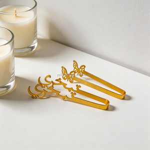 Pinze per Carbonella in Acciaio Placcato Oro, 4 Stili, per Bakhoor, Brucia Incenso, Pinzette Decorative, Clip per Carbonella, Arte Cinese/Indiana/Araba - Product Image 3