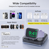 Station de charge sans fil pliable 3 en 1, support de charge magnétique pour téléphone, montre connectée, écouteurs Apple Samsung