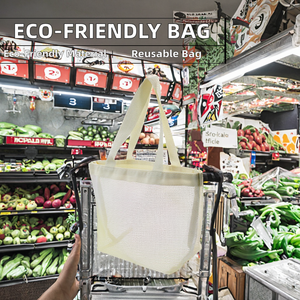 Bolsa de Compras Reutilizable de Malla de PVC Ecológica con Asa Larga, Moderna, para Venta al por Mayor, Regalo Promocional para Supermercado y Playa - Product Image 2