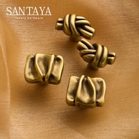 Gagang Kabinet Dapur Santaya Solid Antique Brushed Brass, Kenop Laci Lemari Kamar Tidur, Gagang Furnitur Perunggu