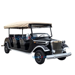 Carro Eléctrico de Lujo Vintage Negro de 3 Filas y 8 Asientos, Totalmente Metálico, con Toldo Impermeable para Bodas y Eventos en Resorts - ¡Venta Caliente! - Product Image 1