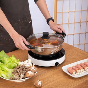 Marmite à shabu shabu moderne en acier inoxydable, vente directe d'usine, plat à gratin avec couvercle en verre, compatible <span class=keywords><strong>induction</strong></span>, compatible four, batterie de cuisine 2 pièces - Product Image 4