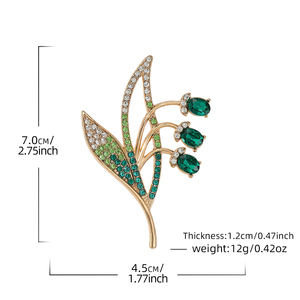 Broche de Cristal Esmeralda com Design Floral Elegante, Broche de Flor com Strass Brilhante para Mulheres, Convidadas de Casamento, Uso Diário no Escritório - Product Image 2