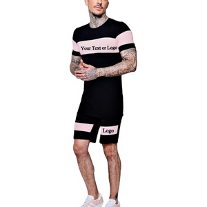 เสื้อยืดแขนสั้นแฟชั่นสำหรับผู้ชาย,ชุดออกกำลังกายแบบสองชิ้นชุดวอร์มแบบเรียบง่ายสำหรับฤดูร้อน - Product Image 1