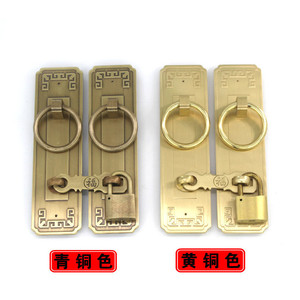 กลอนประตูทองเหลืองสไตล์จีนพร้อมห่วงจับแบบขัดเงาโบราณสำหรับประตูไม้ - Product Image 1