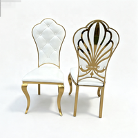 Chaise de banquet commerciale en acier inoxydable doré, dossier en forme d'éventail, haut de gamme, pour hôtels et réceptions