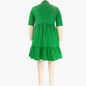 2025 taglie forti da donna manica corta monopetto con volant orlo <span class=keywords><strong>grande</strong></span> <span class=keywords><strong>abito</strong></span> da camicia con grembiule da donna estate nuovi abiti eleganti in tinta unita - Product Image 5