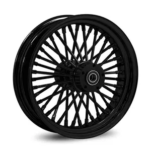 16 Inch Motorcycle Rims Black Color Chrome Spokes 16x3.5 16x5.5 Rear 48 Spokes Dual Disc Motorcycle Wheels For Harley