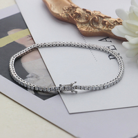 Bracelet Tennis en Moissanite Argentée Paston Jewelry, Vente Chaude, 2mm 3mm 4mm 5mm, Style Hip Hop, Bracelet Tennis Glacé en Moissanite
