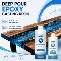 Résine époxy transparente super brillante pour table, adhésif liquide bicomposant 1 kg pour les arts et l'artisanat, les bijoux et le moulage