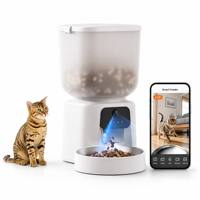 Pengumpan Kucing Otomatis WiFi dengan Audio Video Dua Arah, Dispenser Anjing Pintar 4L, Pengumpan Hewan Peliharaan Otomatis dengan Kamera, Anti Ganguan, Penglihatan Malam, dan Timer