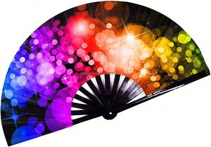 Abanico Plegable de Bambú y Satén de Poliéster de 33 cm con Impresión de Logotipo Personalizado, Abanico Plegable con Decoración Pintada para el Orgullo Gay - Product Image 4