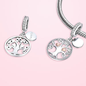 Wholesale <strong>Charm</strong> 925 925 Sterling Silver Amulet Family Tree Series Bracelet <strong>Charm</strong> DIY Jewelry Accessories - Product Image 5