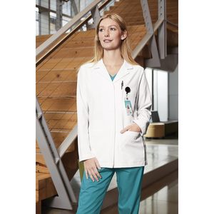 Bata de Laboratorio Médica para Mujer, Manga Larga, 3 Bolsillos, Uniforme de Consulta, Uso Hospitalario, Personalizable con Bordado, Tela Popelina Blanca - Product Image 4