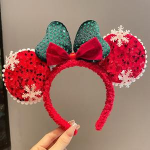 Gros Dessin Animé De Noël Série Papillon Noeud Elk Cheveux Cerceau Mignon 3D Minnie Papillon Noeud Jour Atmosphère Cheveux Cerceau - Product Image 4