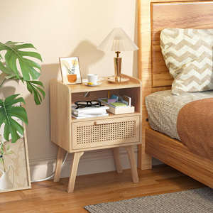 Tiroirs de table d'appoint bohème <span class=keywords><strong>étagère</strong></span>s ouvertes support de lit de chevet <span class=keywords><strong>avec</strong></span> pieds en bois massif décor à la maison pour chambre dortoir petits espaces - Product Image 3