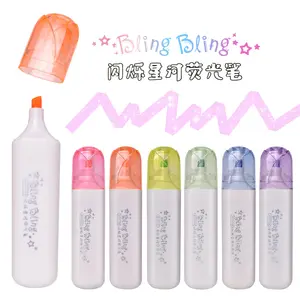 Đầu mềm Flash Highlighter Bút long lanh màu sắc tươi sáng công suất lớn mắt bảo vệ tay tài khoản Nhiều Màu đánh dấu bút chính