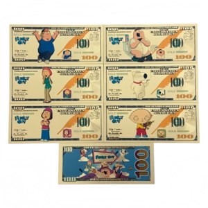 2026 Amerika 6 Model Baru Uang Kertas Anime Keluarga Pria Berlapis Emas 24K untuk Hadiah - Product Image 1