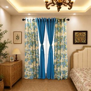 En Stock, Venta al por Mayor, Juego de 6 Cortinas Florales de 54x84 Pulgadas, Cortinas <span class=keywords><strong>para</strong></span> Ventana con Paneles Transparentes y Lazos, Cortinas Rideaux De Maison - Product Image 3