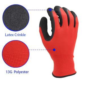 Guantes DE TRABAJO sumergidos en la palma de látex negro poliéster 13G con guante de nailon CE con guantes de seguridad recubiertos de látex - Product Image 2