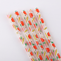 Pailles réutilisables en plastique PP rigide écologiques, design pomme et crayon, pour enseignants et écoliers – Nouveauté 2022