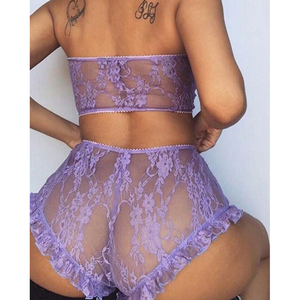 Sexy Lace <strong>Perspective</strong> at 3 O 'clock Wrapped Chest Shorts Pajamas Suit Appeal Underwear - Product Image 2