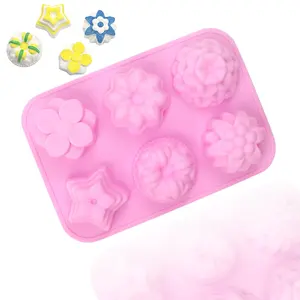 7055 factory free sample 6 Lattices Flower silicone ice cube tray silicone cake mold soap making mold candle soap resin silicone