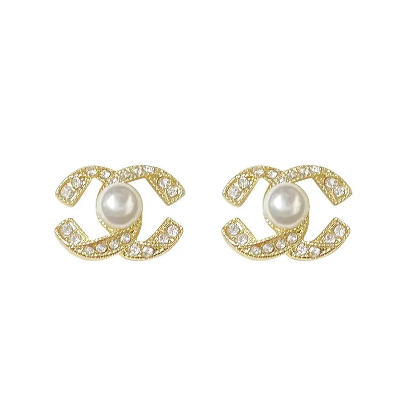 Manufacture Wholesale 925 Silver Chanal Earrings Trendy Pearl Earrings Ins Hotsale Women's Earrings