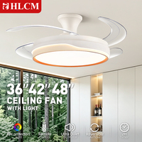 Kipas Angin Plafon Ruang Makan 42 Inci dengan Lampu, Remote Control, 6 Kecepatan, Motor DC LED, Desain Modern, Dapat Diredupkan, Cocok untuk Plafon Rendah