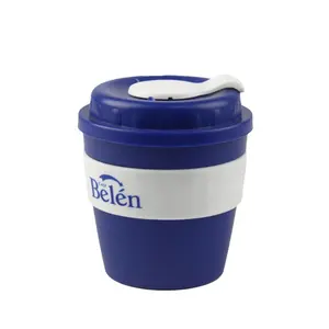 Fabrieksleverancier Promotionele Herbruikbare Op Maat Gemaakte 8Oz Blauw Wit Custom Logo Plastic Polypropyleen Koffiebekers