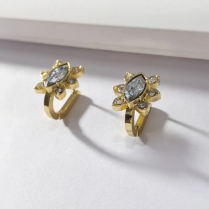 Pendientes Cuadrados de Acero Inoxidable 304 Chapados en Oro de 16K con Incrustaciones de Piedra Ojo de Gato para Mujer, con Diseño de Cristal para Fiestas y Uso Diario - Product Image 3