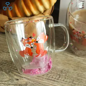 Специальная дизайнерская прозрачная Изолированная Модная креативная кофейная стеклянная чашка ручной работы с двойной стенкой