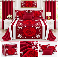 Ensemble de literie complet 8 pièces OEM ODM avec 2 rideaux de fenêtre, 4 taies d'oreiller, drap plat et drap-housse Queen King