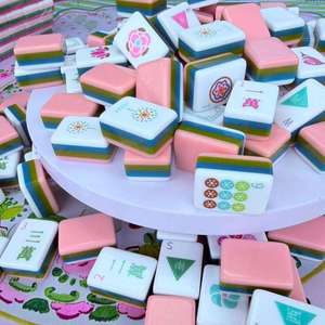 Wholesale Luxury Colorful <b>Entertainment</b> La Fete American Acrylic Mahjong Tile Set Eco-Friendly 4 Players Portable Design - Product Image 4