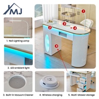 Table de manucure individuelle avec collecteur de poussière pour salon de beauté