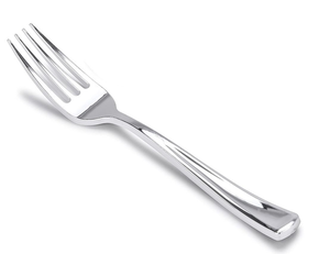 Ensemble de couverts réutilisables en plastique PS argenté classique avec logo personnalisé pour les fêtes et les mariages - Product Image 2