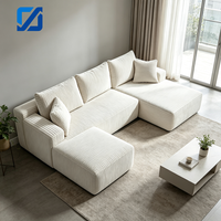 Canapé d'angle convertible moderne sur mesure, blanc, trois places, capitonné, emballé sous vide, extensible, pour salon d'appartement