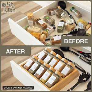 Étagère à épices en bois massif à 3 niveaux avec couvercles pour comptoir de cuisine - Product Image 4