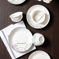 Hepburn Style Rose Vaisselle En Céramique Bol Assiette Ensemble Classique Jetable pour Ménage Cérémonie D'ouverture En Gros Coffrets Cadeaux