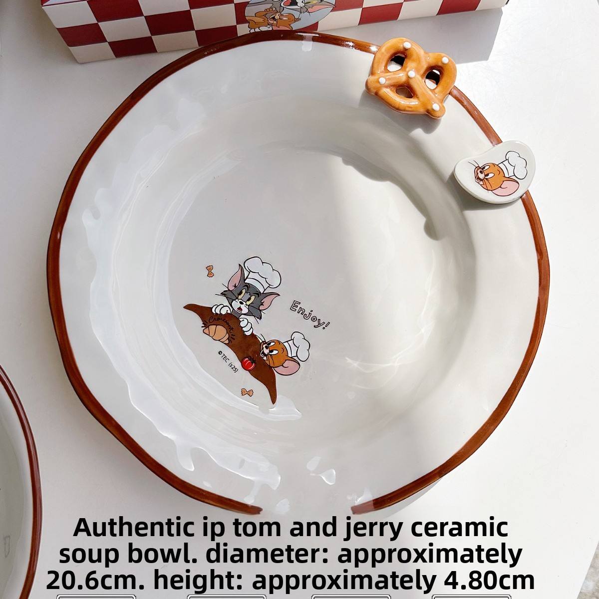 Plato de sopa marrón redondo de 8 pulgadas