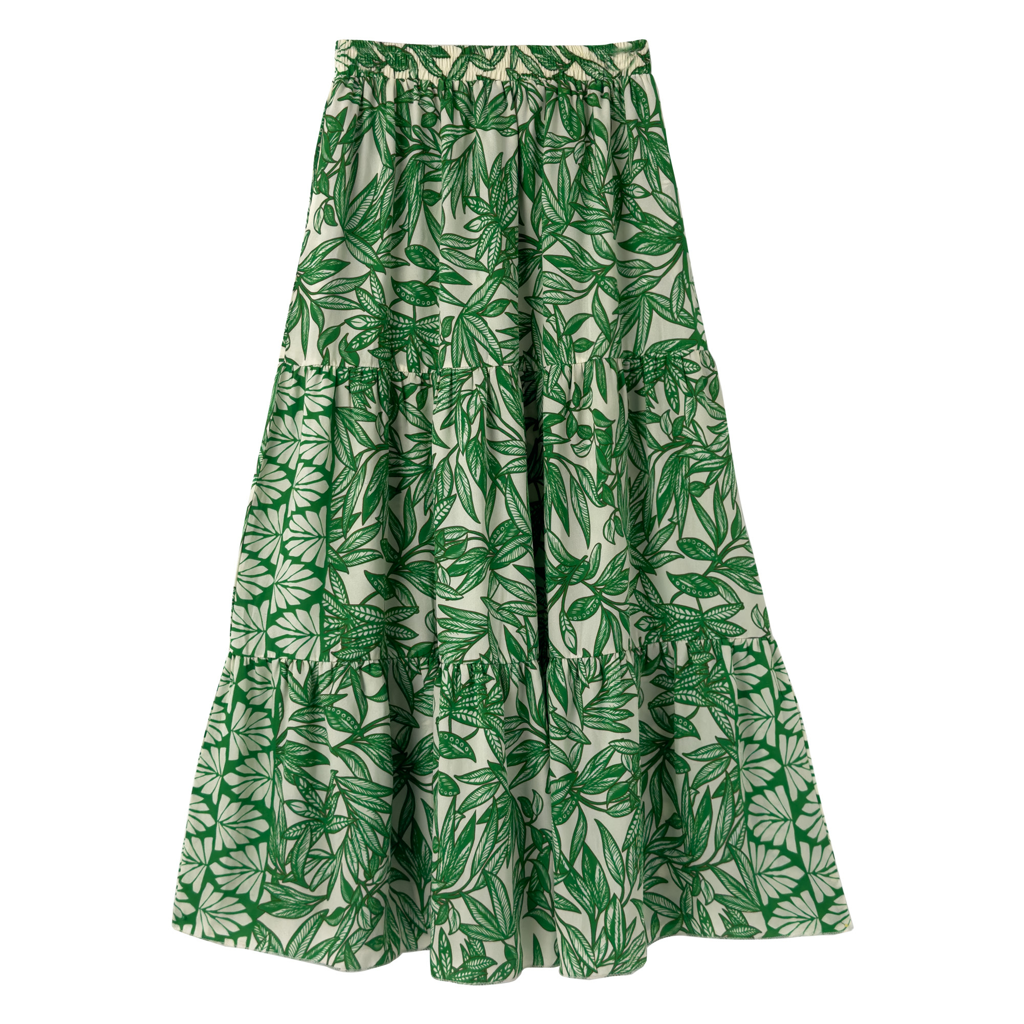 Printed Chiffon Maxi Skirt: Women's A-line Elastic Waist