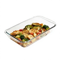 Grand plat de cuisson en verre – Résistant à la chaleur, compatible four et micro-ondes, rectangulaire, pour barbecue, poisson, usage domestique et service