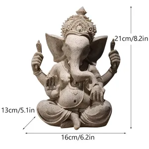 Statue de Ganesha en résine Feng Shui, sculpture d'éléphant en grès, Bouddha, déesse indienne d'Asie du Sud-Est, ornement de bureau - Product Image 5