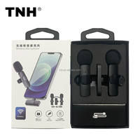 TNH LM-K9 1 émetteur 2 microphones cravate 2,4 GHz 2-en-1 Mini microphone portable sans fil pour enregistrement compatible iPhone et Type C