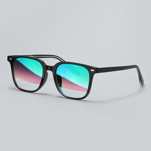 Lunettes de soleil rectangulaires à monture transparente avec logo personnalisé, verres miroir dégradés, unisexe, pour activités de plein air, protection UV 100% - Product Image 5