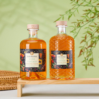 Bouteilles en verre cristallin transparentes personnalisées, forme plate, avec bouchon en liège, 750ml/700ml/500ml, pour whisky, spiritueux, liqueur, avec logo personnalisé